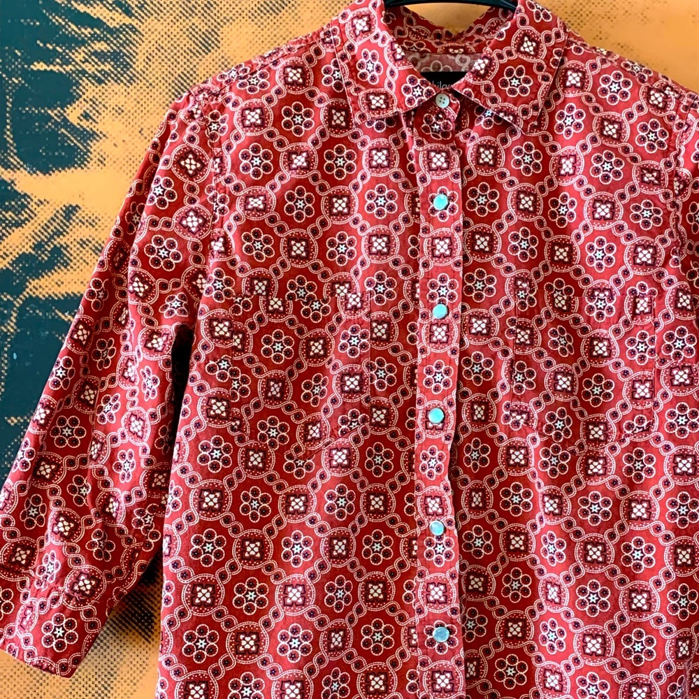 Xhilaration Bandana Print Pearl Snap Western Style Shirt